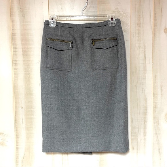 J. Crew Dresses & Skirts - J. Crew Gray Pencil Wool  Skirt Front Zip Pockets Sz 0